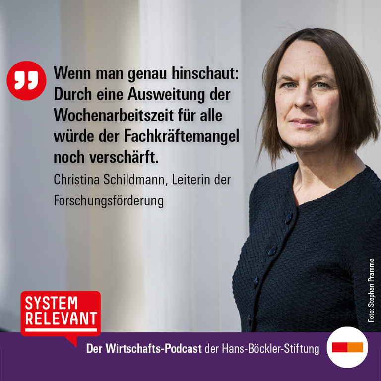 Zitat von Christina Schildmann zur Wochenarbeitszeit und Fachkräftemangel 