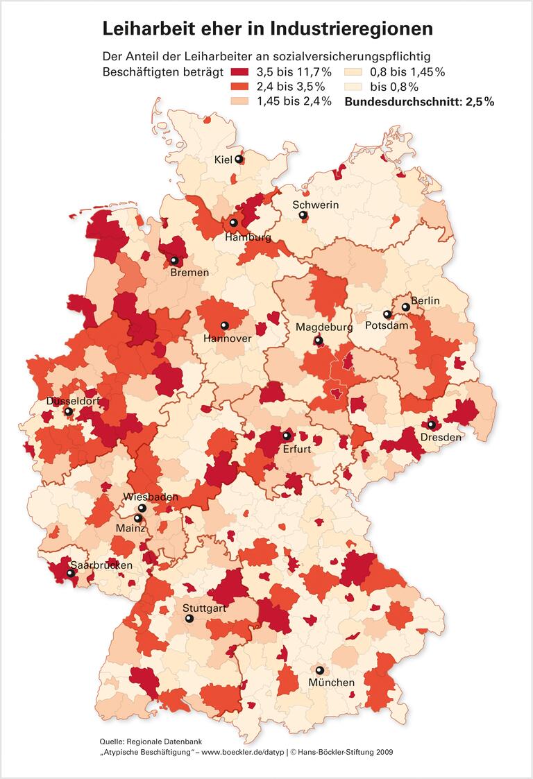 Landkarte der Leiharbeit