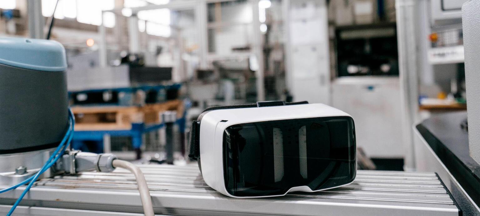 VR glasses in factory workshop , Wearables