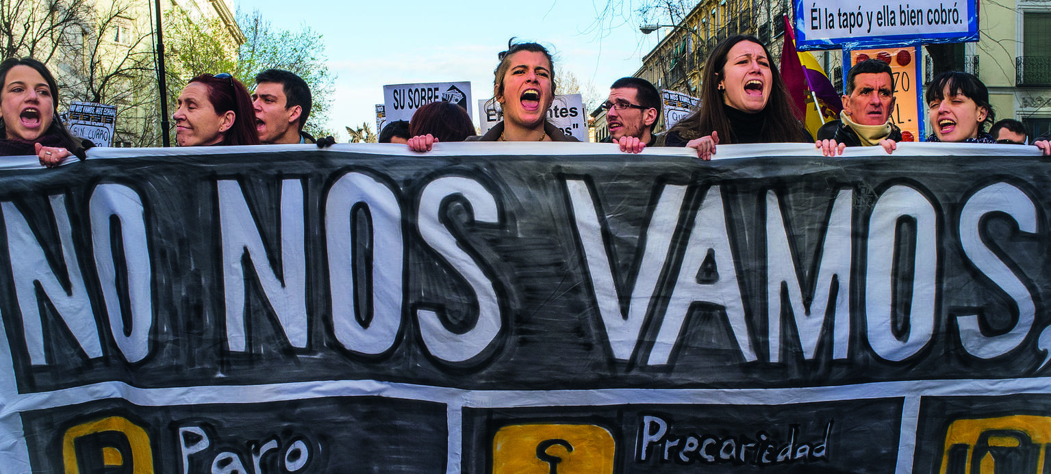 Nein, wir wandern nicht aus! No nos vamos. Demonstration der Juventud sin futuro in Madrid.