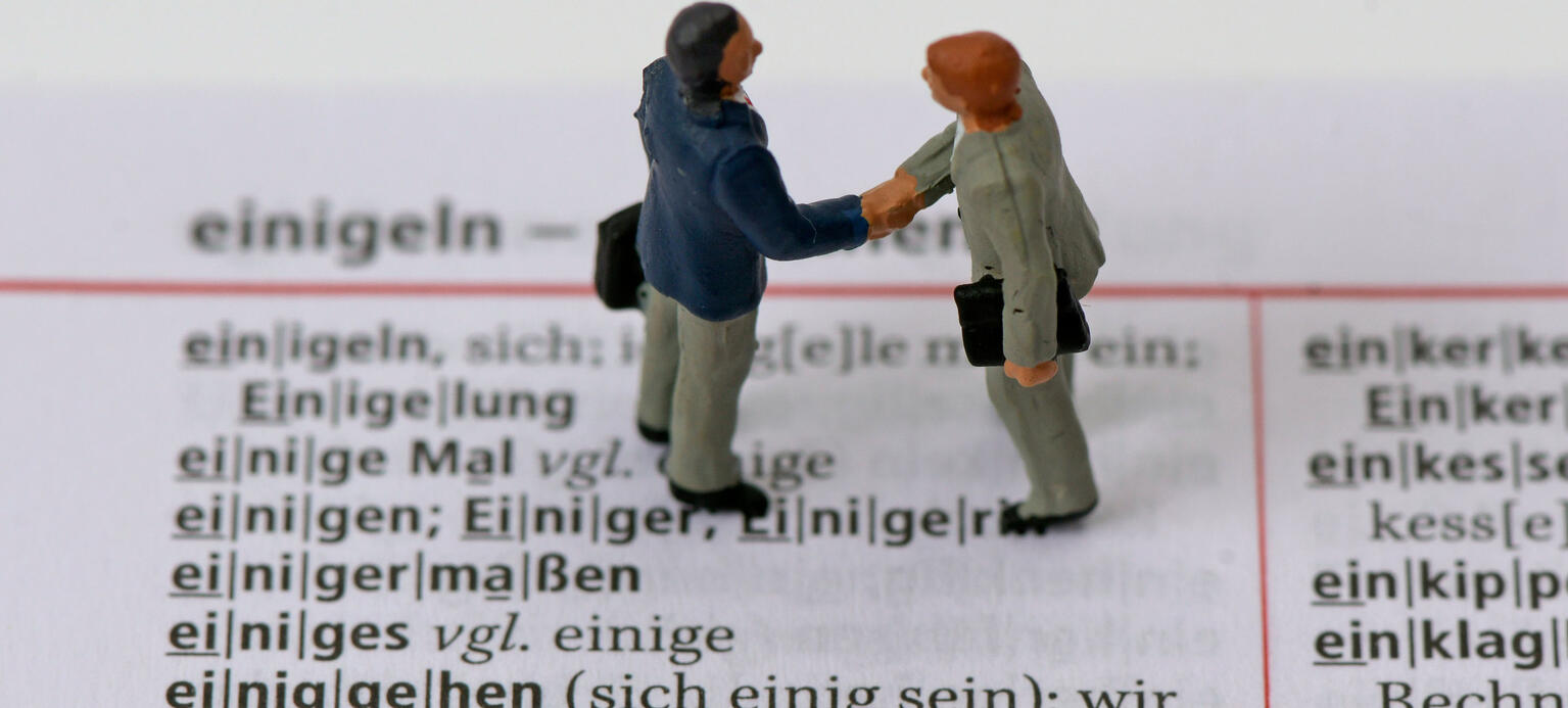 Eintrag des Begriffs Einigung im deutschen Duden fuer Rechtschreibung