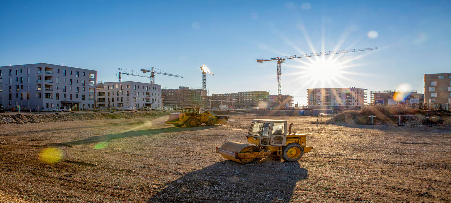 Germany, Bavaria, Munich, Large construction site with cranes