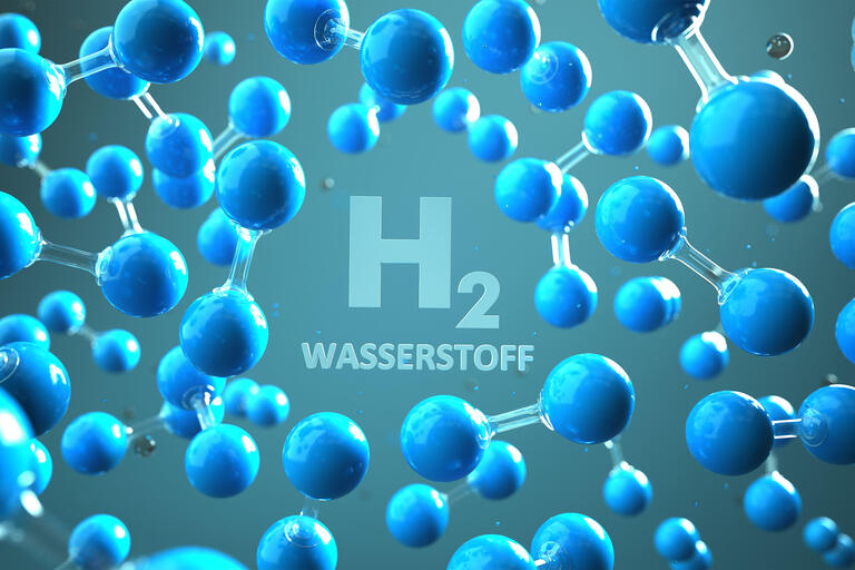 Wasserstoff, translate Hydrogen. 3d illustration. 