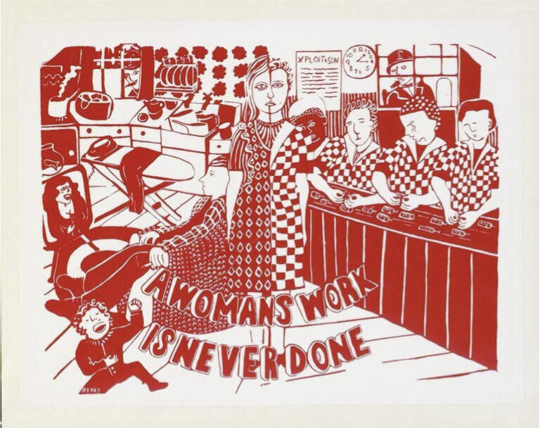 Frauenarbeit endet nie: Plakat des britischen See Red Women‘s Poster Collective (1976)
