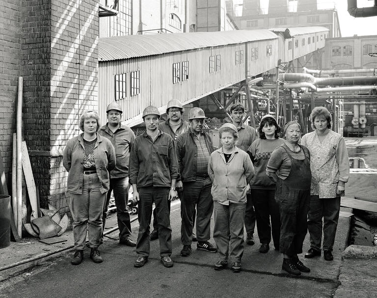 Letzte Schicht in der Brikettfabrik 64 in Lauchhammer, 1993 