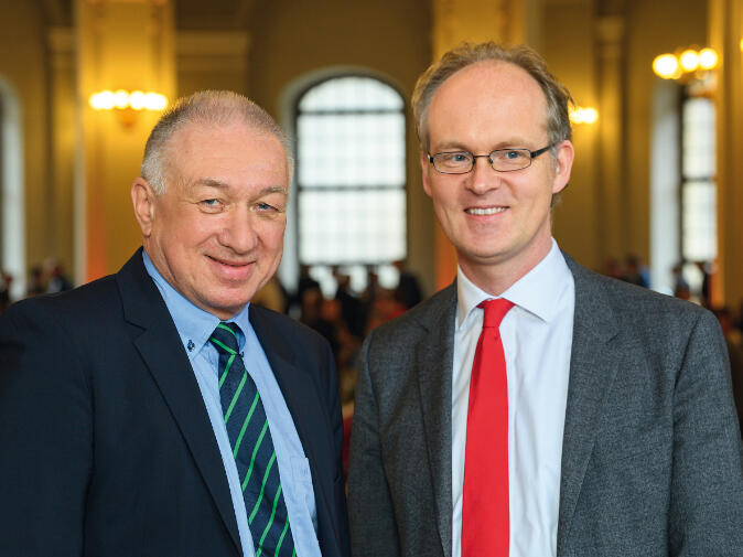 Der scheidende iMK-Direktor Gustav Horn mit seinem Nachfolger Sebastian Dullien