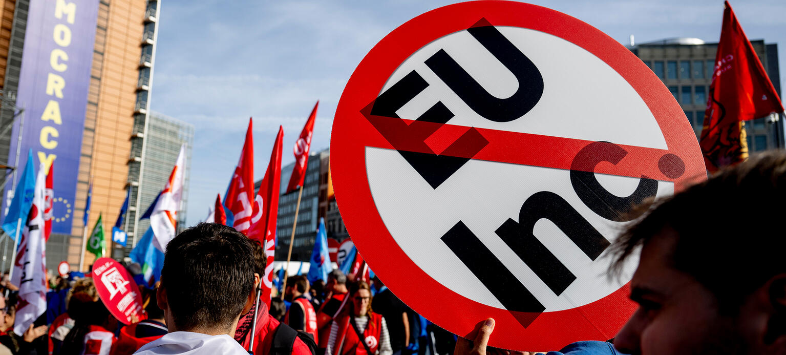 Symbolbild: Demonstration gegen die Unternehmensform 'EU Inc.'.