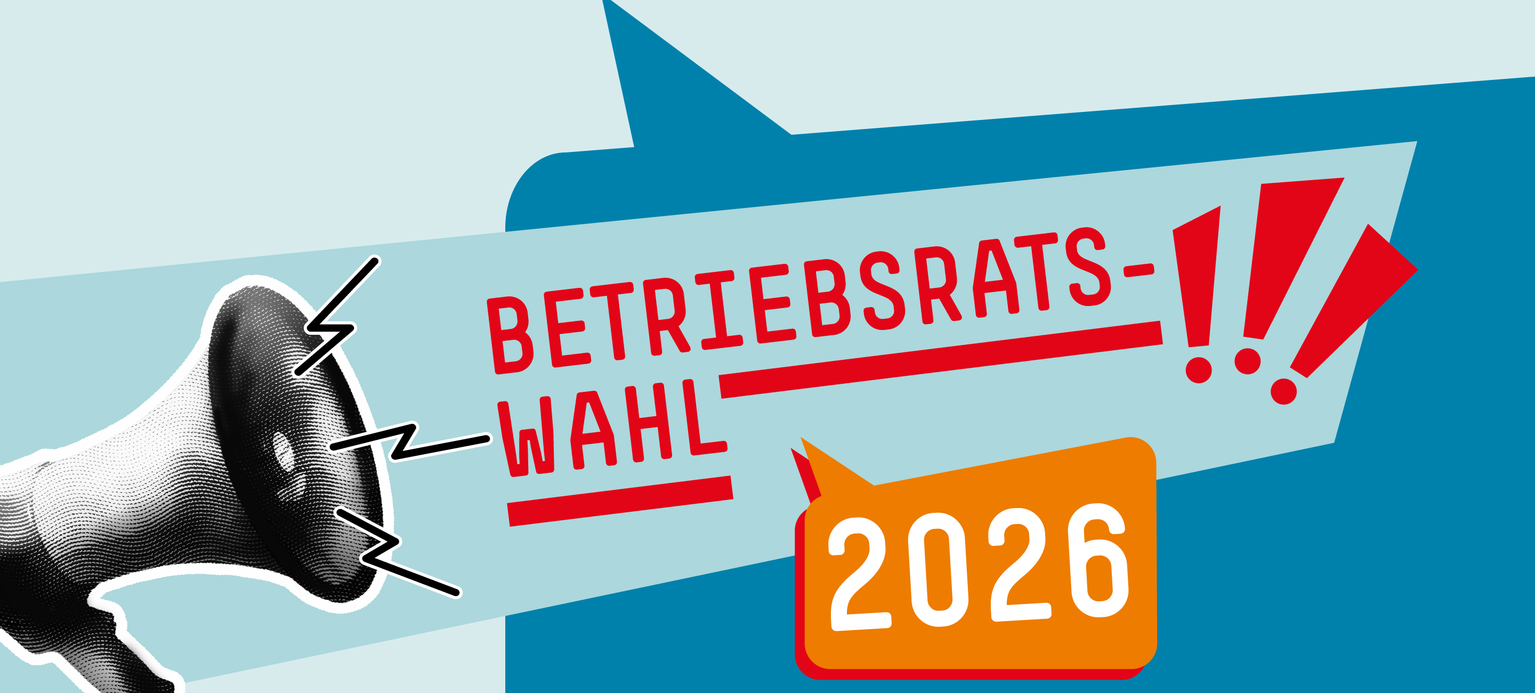 Infografik zu den Betriebsratswahlen 2026, Megafon, Sprechblase