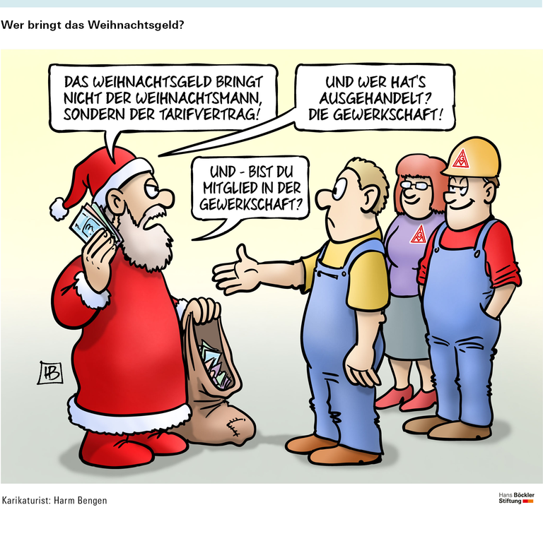 Karikatur Wer bringt das Weihnachtsgeld?