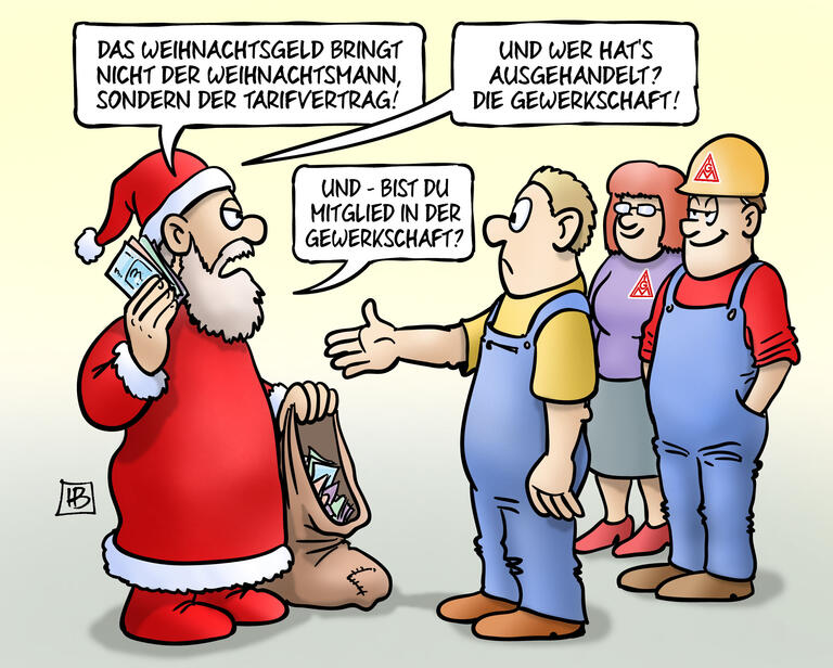Karikatur zum Thema Weihnachtsgeld