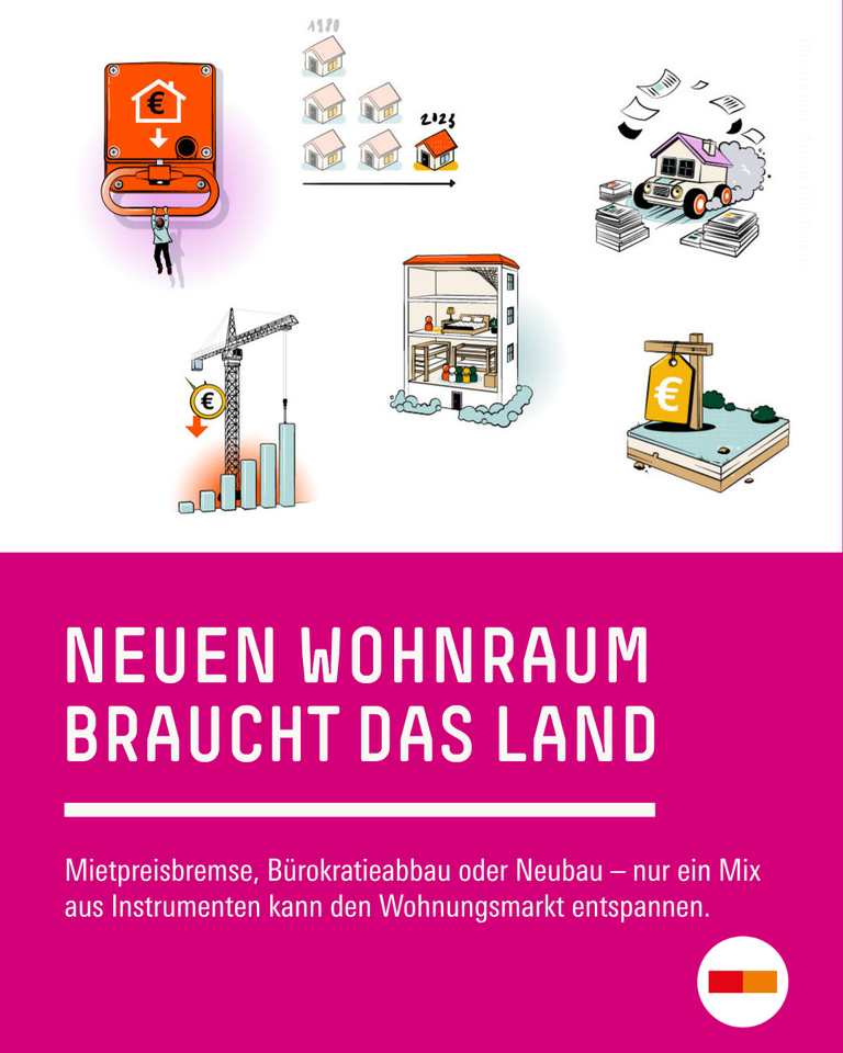 Ein Mix aus Icons die mit Wohnen und Miete zu tun haben. Neuen Wohnraum braucht das Land. 