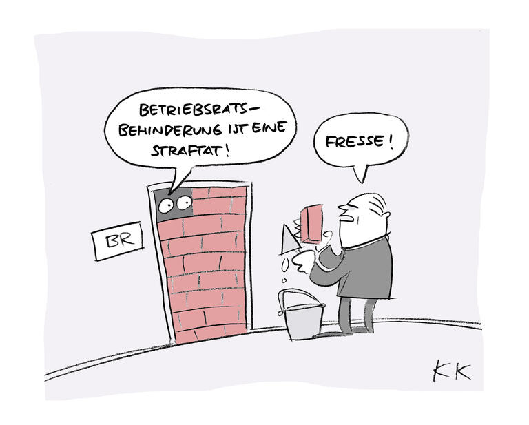 Karikatur Böckler Schule zum Thema Mitbestimmung