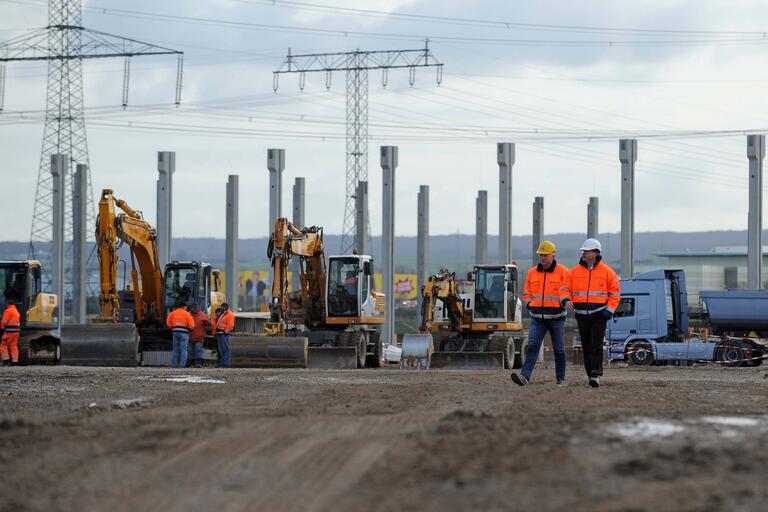 Foto vom Bau des Zalando-Logistikzentrums in Erfurt