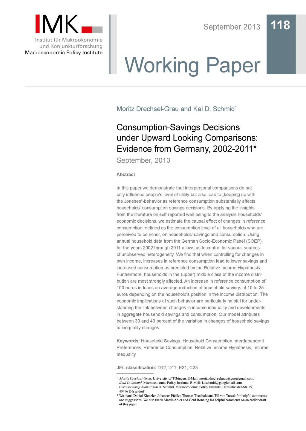 Consumption-Savings Decisions under Upward Looking Comparisons