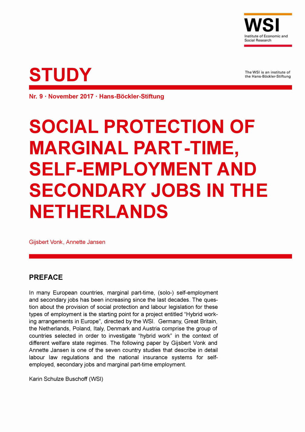 Social protection of marginal part-time, self-employment and secondary jobs in the Netherlands