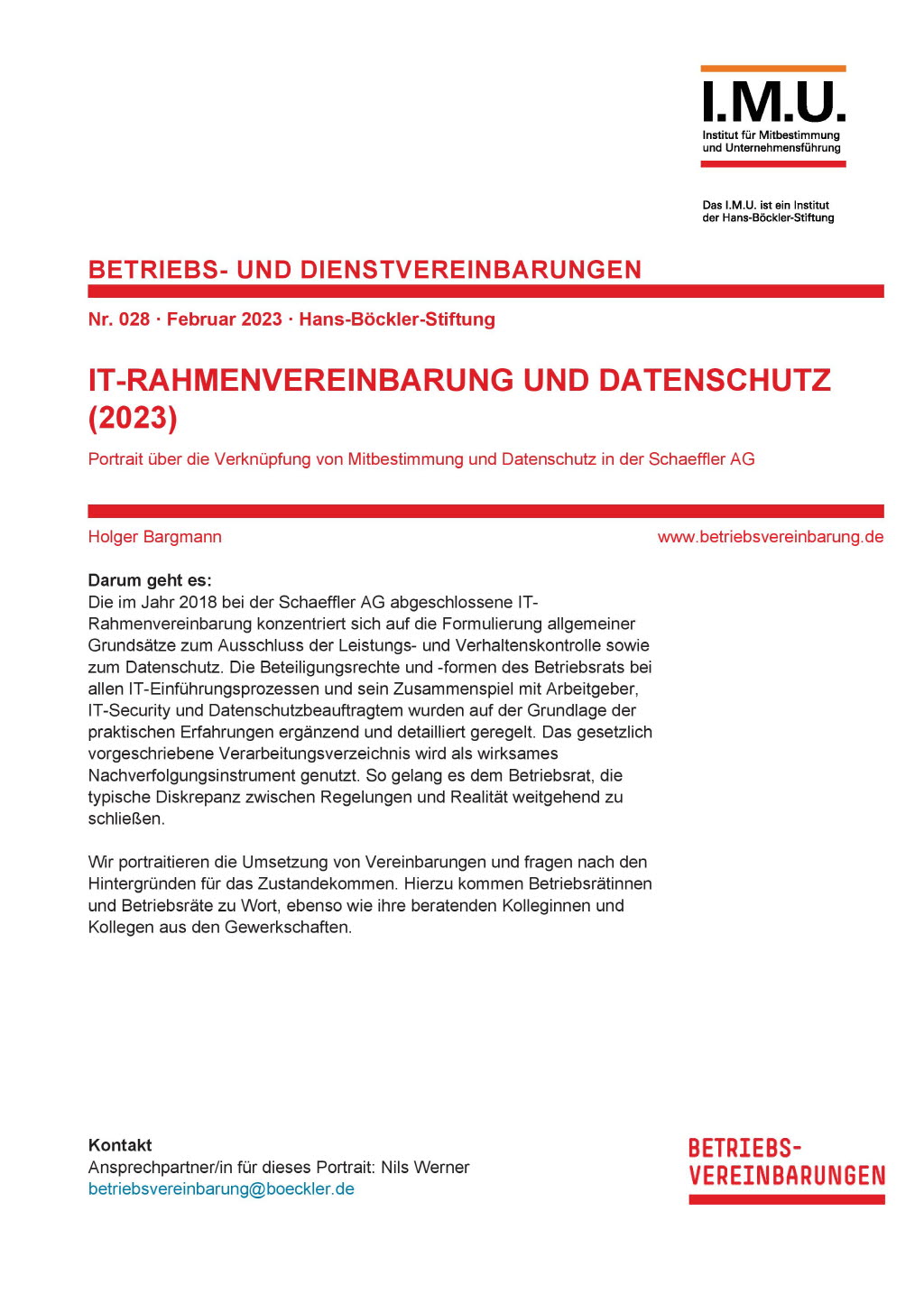 IT-Rahmenvereinbarung und Datenschutz (2023)